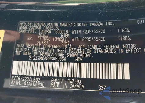 2017 Lexus Rx 350 from USA, damaged, VIN 2T2ZZMCA9HC059960